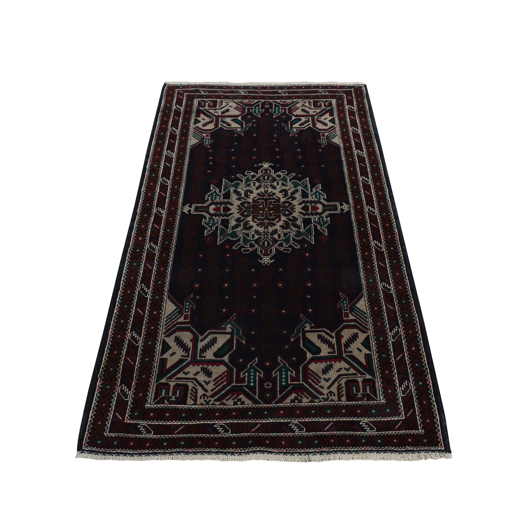 Traditional Wool Hand-Knotted Area Rug 3'9